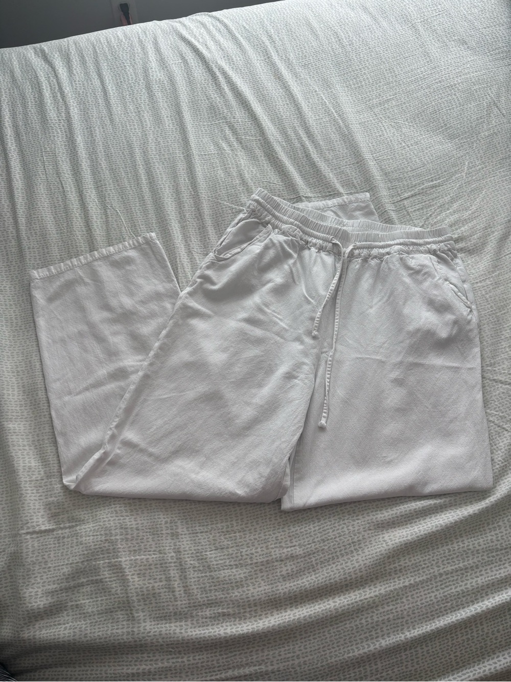 White linen pants